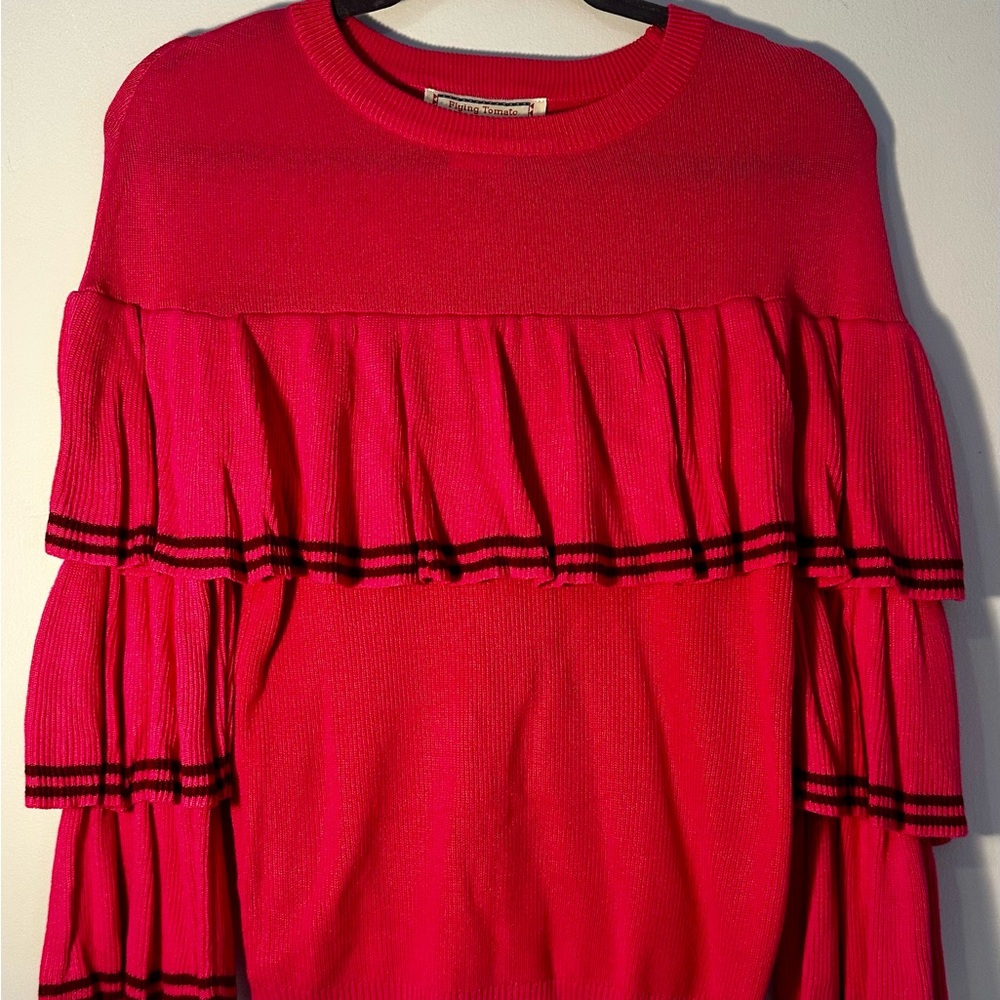 Vibrant Pink Ruffled Sweater